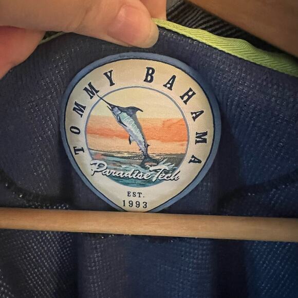 Tommy Bahama RARE Find SZ M Men's 1/4 Zip Pullover Blue Floral Striped - Picture 3 of 8